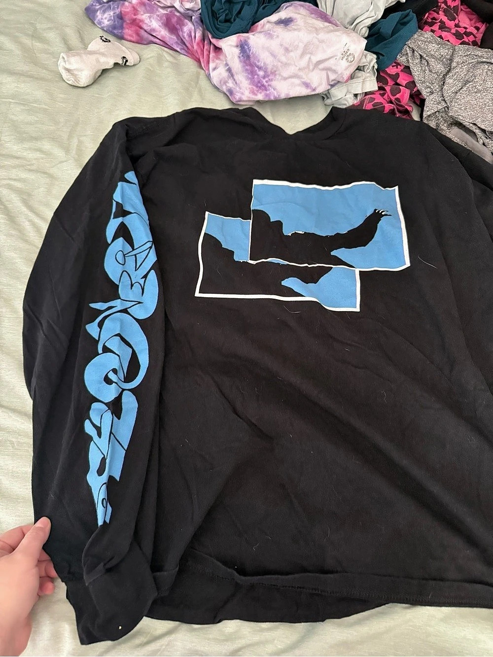 Mac Miller Swimming Window Box Long Sleeve T-Shirt Black & Blue XL